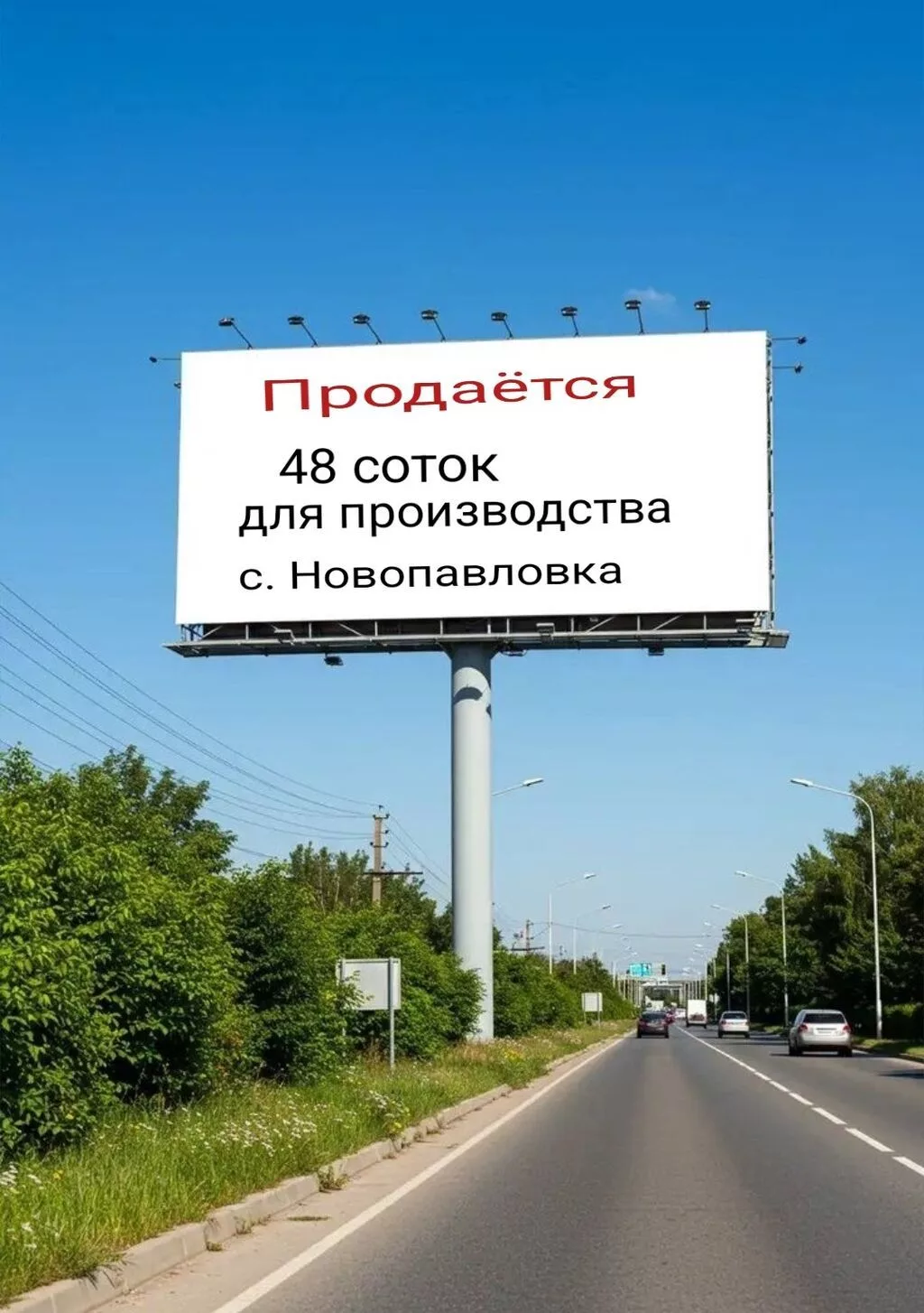 Продаётся ; в с. Новопавловка 48,53 соток ( гос/акт ) под склады и