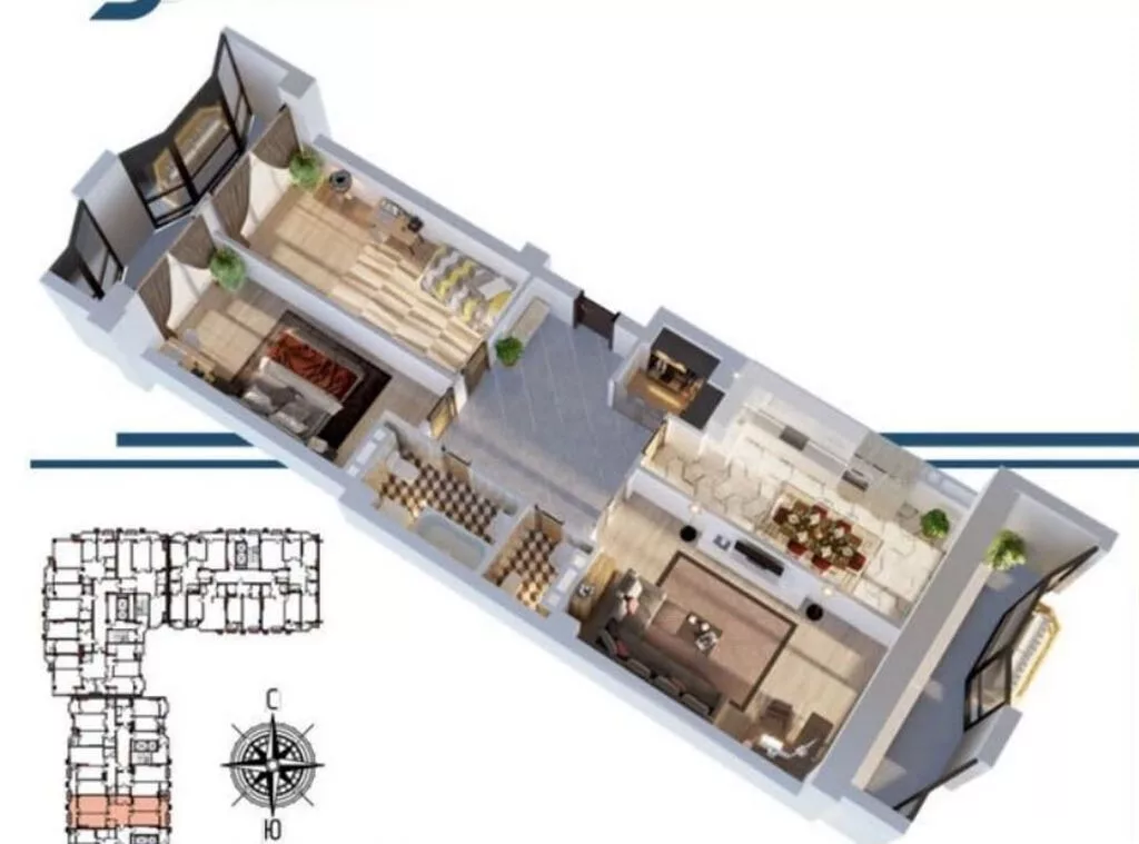3 комнаты, 121 м², Ак-Кеме Элитка, 6 этаж, ПСО (под самоотделку)