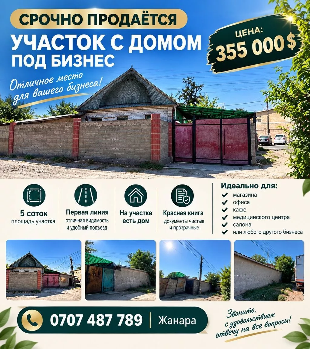 🔥 СРОЧНО ПРОДАЁТСЯ УЧАСТОК С ДОМОМ ПОД БИЗНЕС! 📍 Район: Молодая