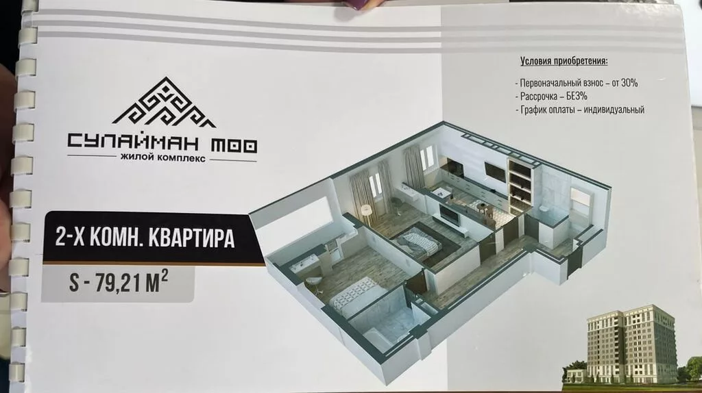 2 комнаты, 80 м², Шлагбаум Элитка, 11 этаж, ПСО (под самоотделку)
