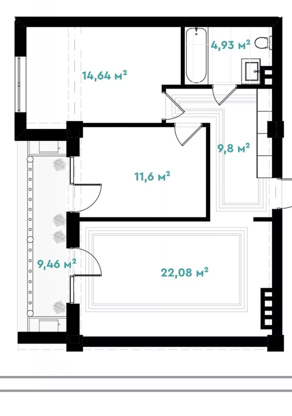 Построен, Элитка, 2 комнаты, 72 м²