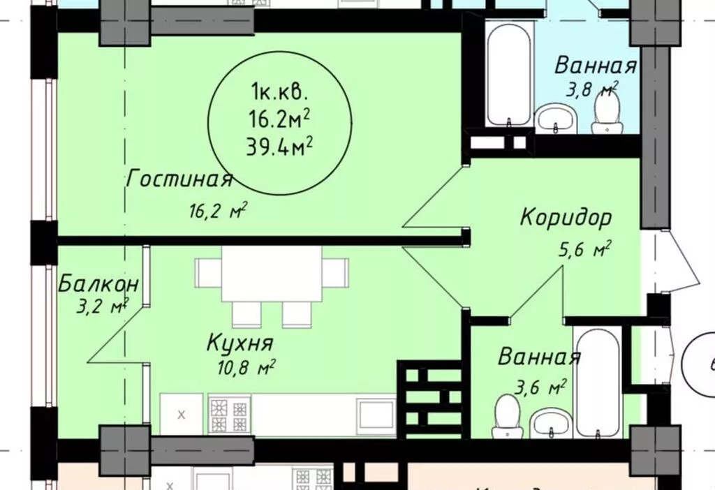 1 комната, 40 м², парк Фучика Элитка, 8 этаж