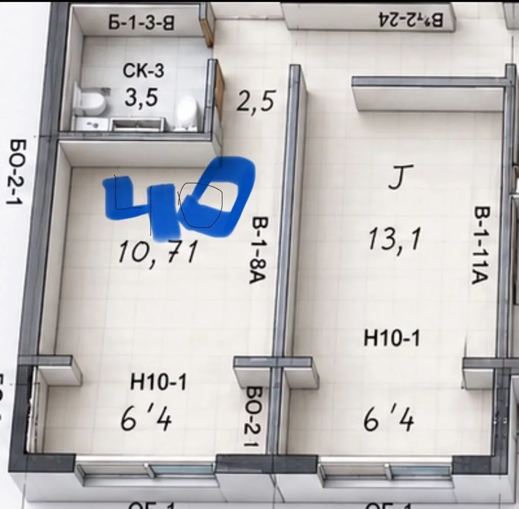 Построен, 106 серия улучшенная, 1 комната, 40 м²