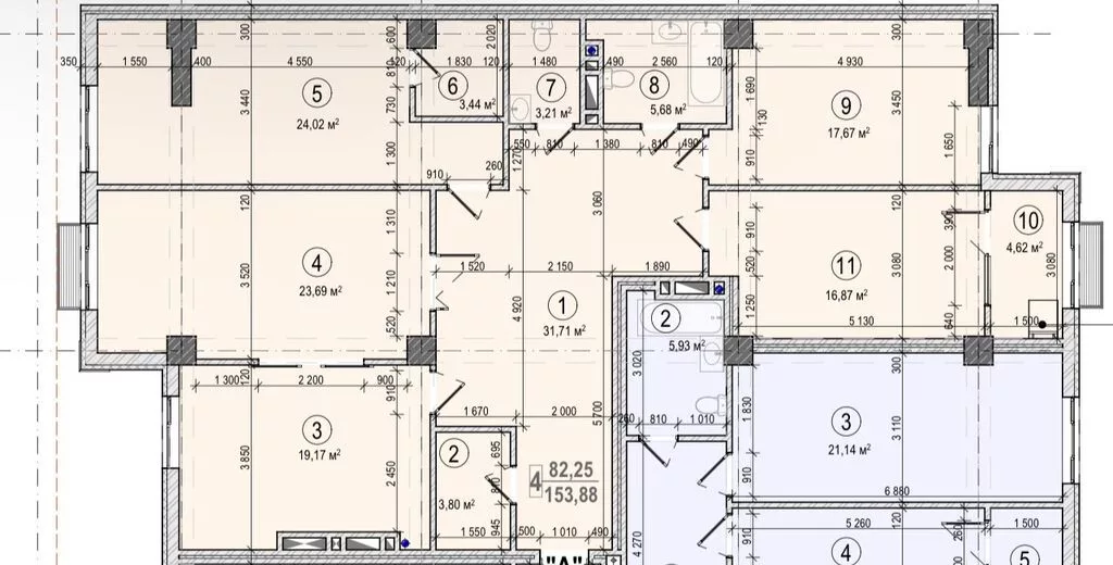 4 комнаты, 154 м², Асанбай мкр Элитка, 13 этаж, ПСО (под самоотделку)
