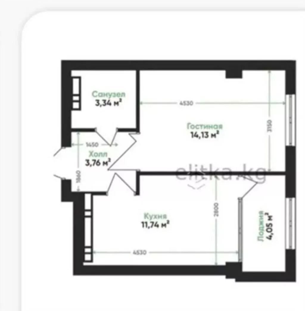 Элитка, 1 комната, 37 м²