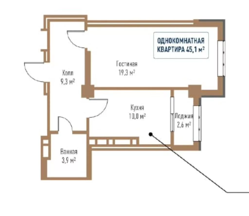 1 комната, 45 м², ул. Горького / Алматинка Элитка, 2 этаж, ПСО (под самоотделку)