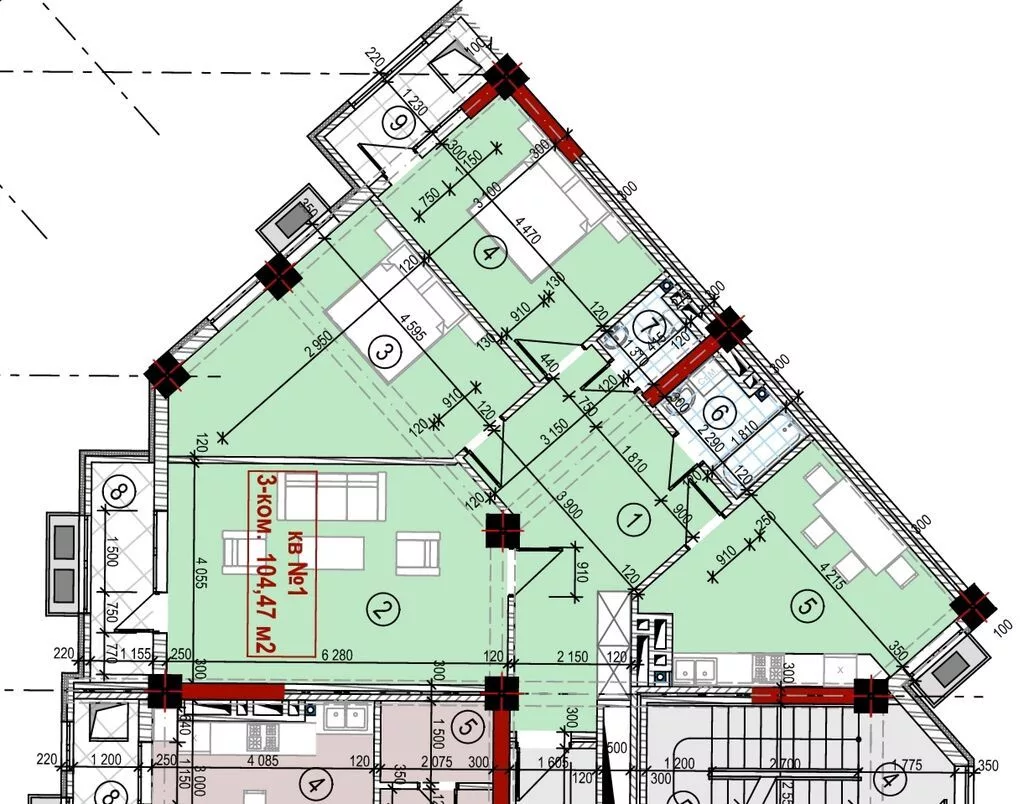 Построен, Элитка, 3 комнаты, 104 м²