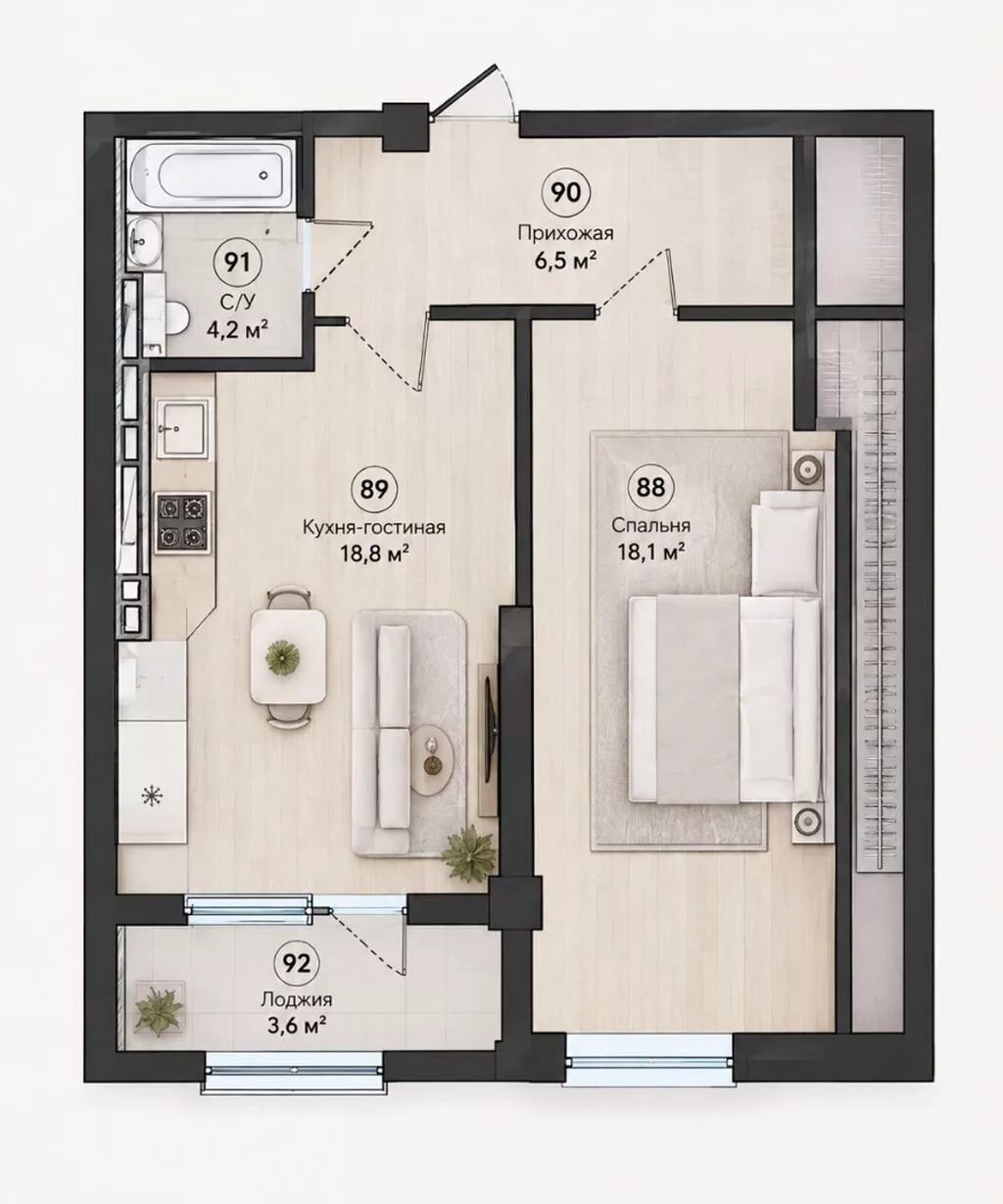 1 комната, 48 м², Тунгуч мкр Элитка, 8 этаж, ПСО (под самоотделку)