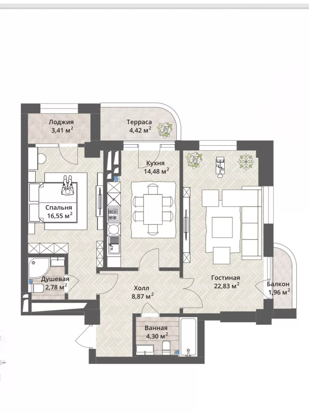 2 комнаты, 80 м², Орто-Сай с. Элитка, 9 этаж, ПСО (под самоотделку)
