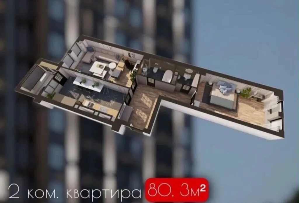 2 комнаты, 80 м², Нижний Джал (Джал-23) Элитка, 2 этаж, ПСО (под самоотделку)