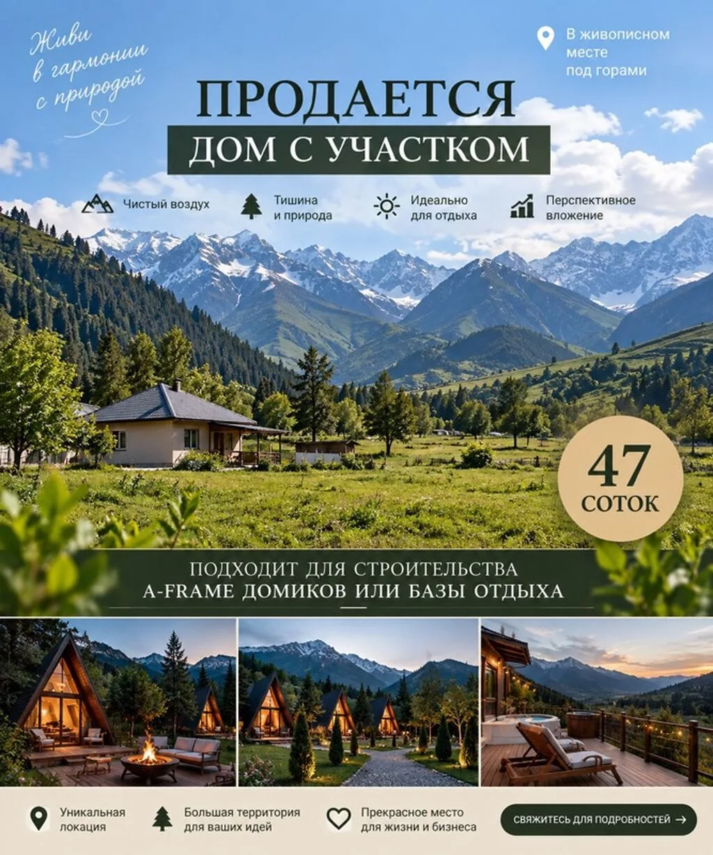 🌿 ПРОДАЁТСЯ ДОМ С БОЛЬШИМ УЧАСТКОМ — 47 СОТОК ПРЯМО У ГОР Уникальное