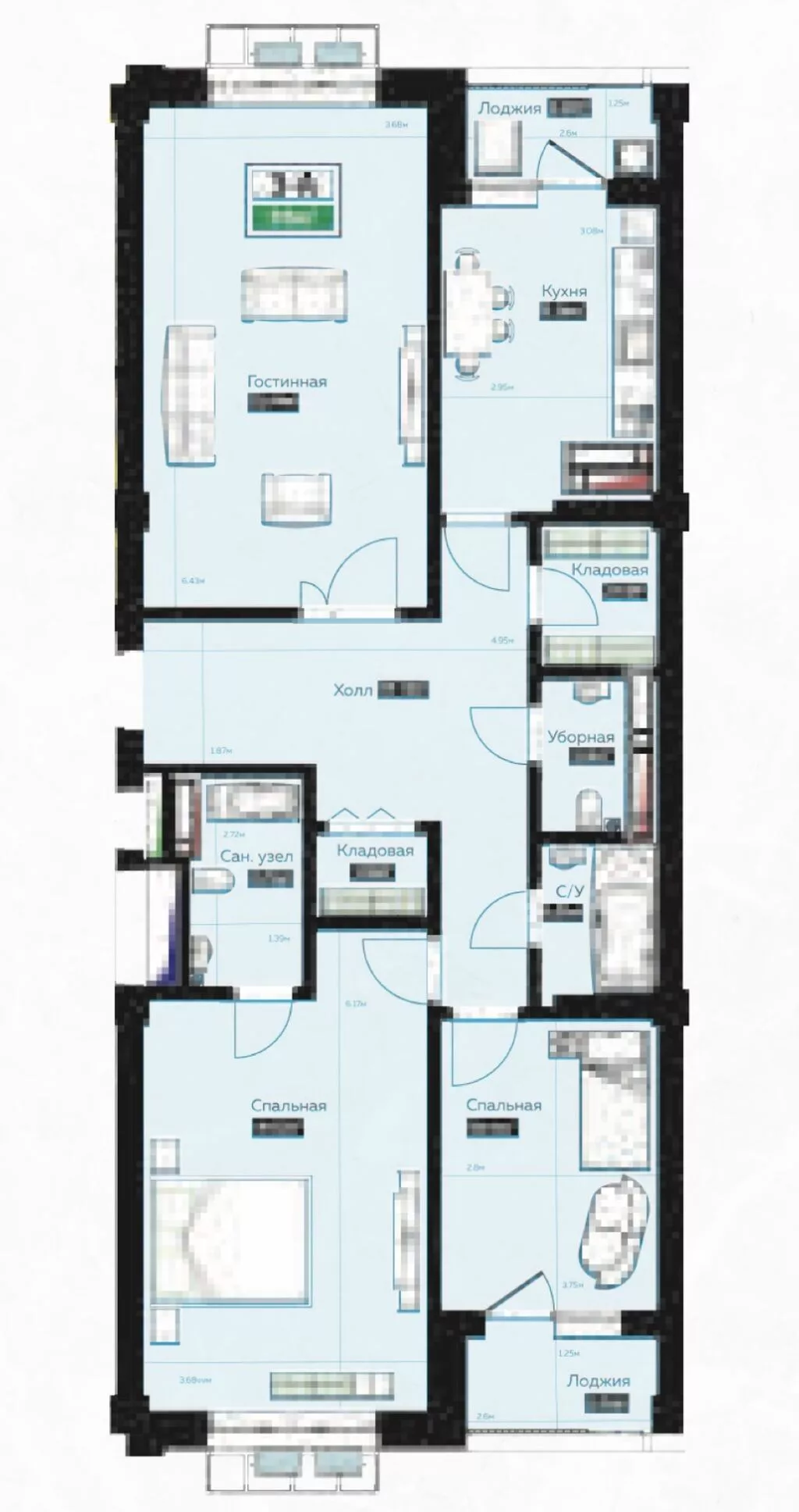 3 комнаты, 96 м², Элитка, 2 этаж, ПСО (под самоотделку)