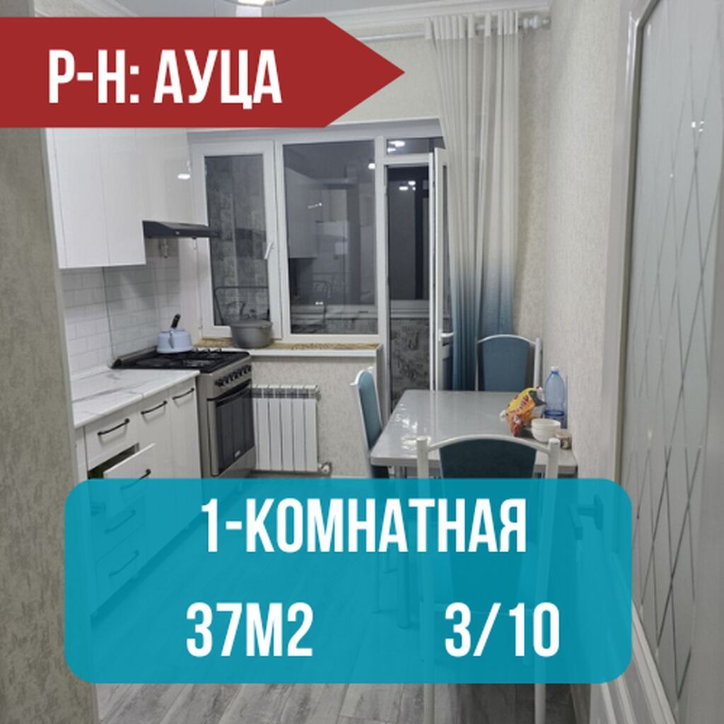 1 комната, 37 м², АУЦА Элитка, 3 этаж, Евроремонт
