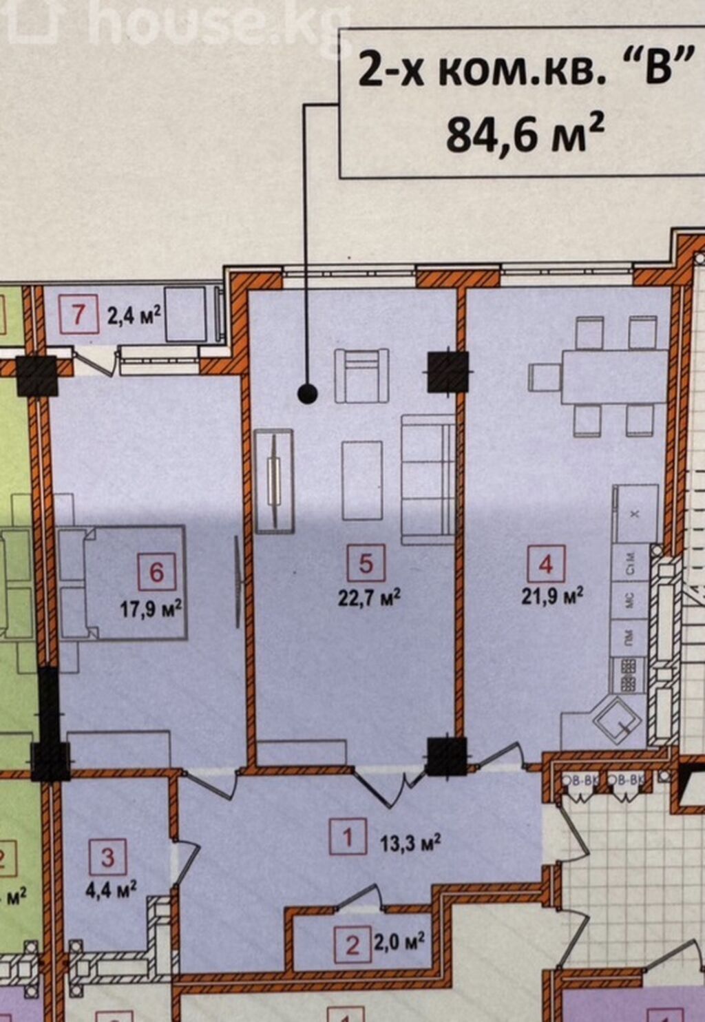 Строится, Элитка, 2 комнаты, 84 м²