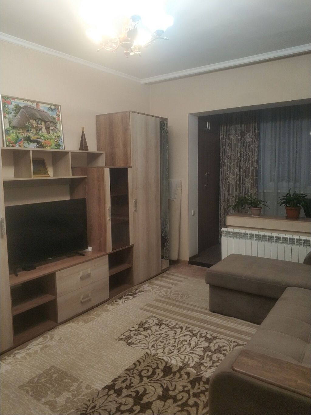 Большая однокомнатная квартира 46м2 потолки 3 метра М/Р Кок Жар по 7