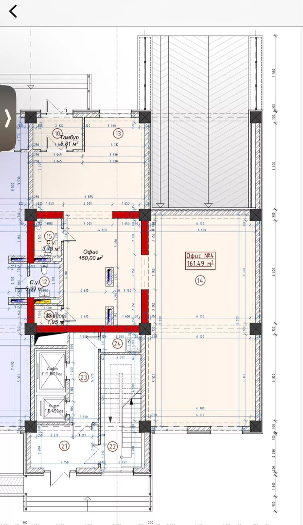 Продажа офисов 162 м², Без ремонта, Многоэтажное здание, 1 этаж