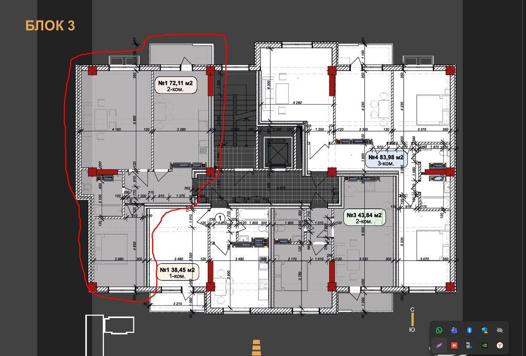 2 комнаты, 71 м², ул. Баха / Гагарина Элитка, 4 этаж, ПСО (под самоотделку)