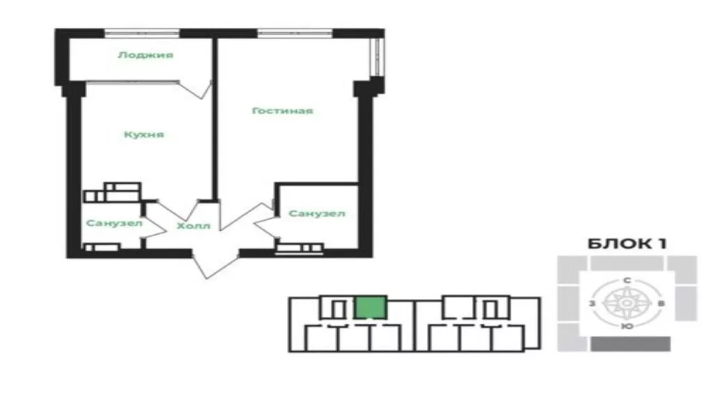 Строится, Элитка, 1 комната, 37 м²