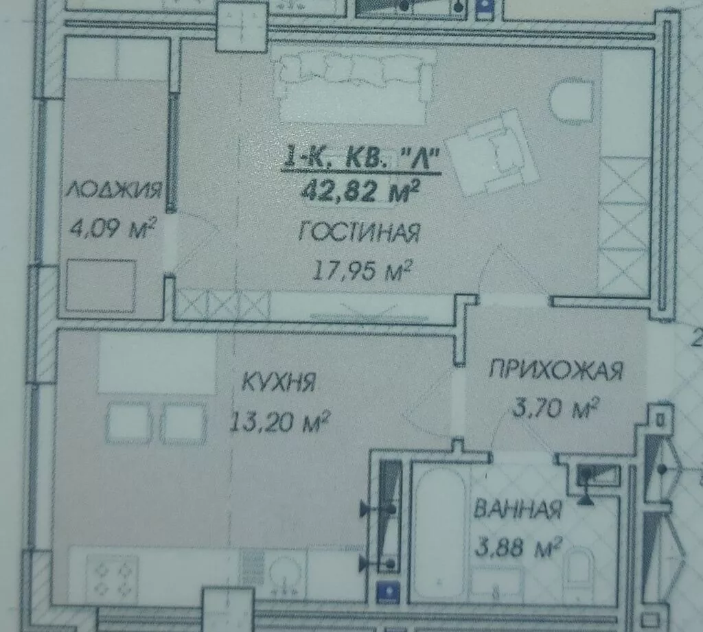 Построен, Элитка, 1 комната, 43 м²