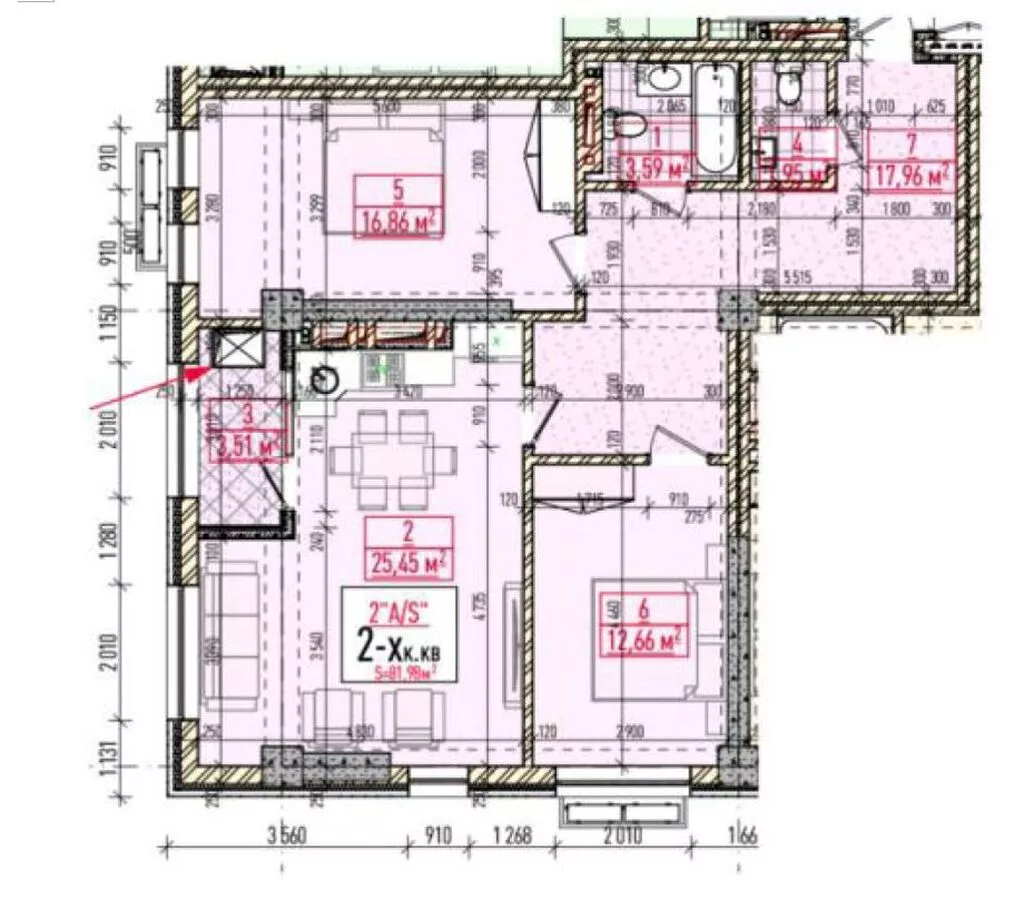 Строится, Элитка, 3 комнаты, 82 м²