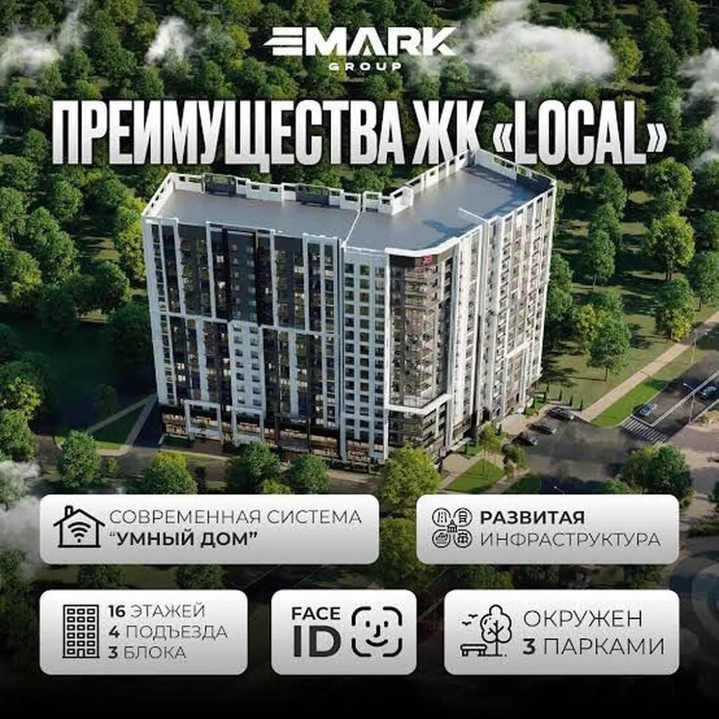 Строится, Элитка, 2 комнаты, 79 м²