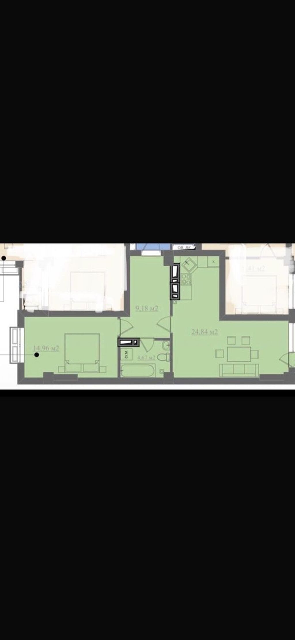 1 комната, 60 м², Элитка, 3 этаж, ПСО (под самоотделку)