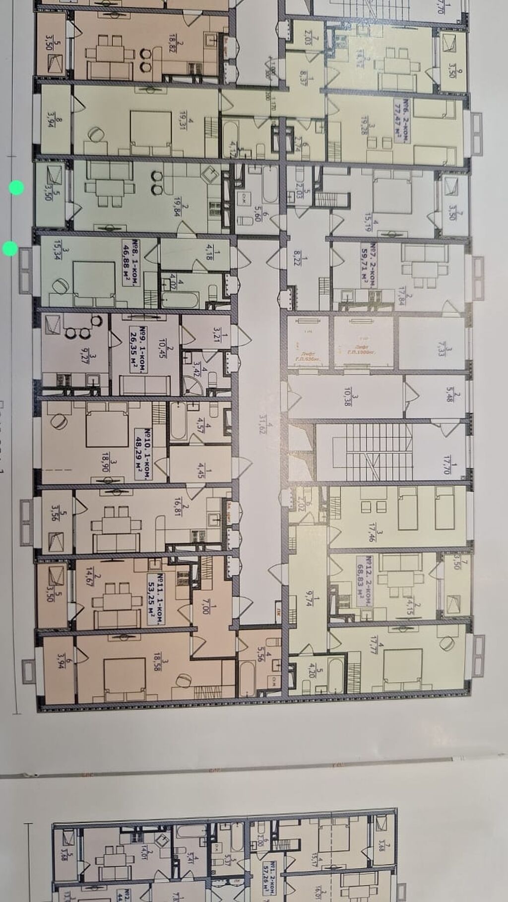 2 комнаты, 47 м², Кок-Жар мкр Элитка, 3 этаж, ПСО (под самоотделку)